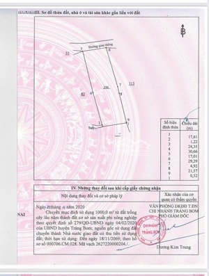11tỷ,full skc xưởng 1000m2 hố nai 3,trảng bom,đồng nai,17mx58m,skc đến 2069,điện 3pha,đường xe 4giò