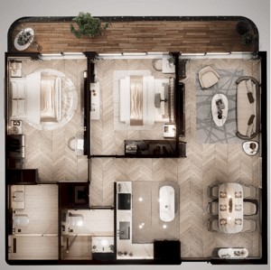 The Legend Đà Nẵng - Căn 2PN, DT 79m², View paronama cầu Rồng + sông Hàn+TT 2,9 tỷ là sở hữu