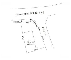 bán lô góc đường dx85 hiệp an, 151m², nở hậu, đường nhựa 7m gần chợ bưng cầu