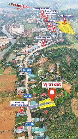 bán lô đất làn 2 sát quốc lộ 12b - thị trấn vụ bản - hòa bình, giá chỉ 11tr/m2 - phân lô - sổ đỏ