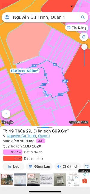 bán lô đất biệt thự 690m2 trung tâm quận 1 đường nguyễn trãi p. nguyễn cư trinh quận 1. giá 180 tỷ