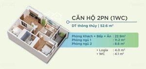 bán chung cư 2 ngủ yên bình complex. giá 1.15 tỷ 54m2 - sổ đỏ lâu dài