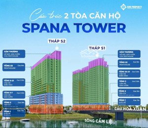 căn hộ cao cấp spana tower - chiết khấu cao lên đến 21% - view sông - hỗ trợ miễn lãi suất 30 tháng