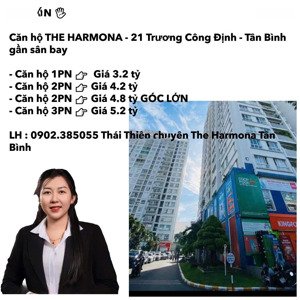 cho thuê căn hộ the harmona 21 trương công định - 2pn.2wc- 12,5 triệu thương lượng