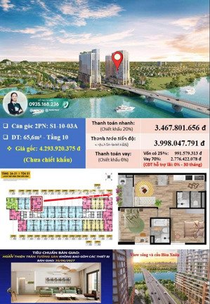 căn 2pn/65.6m2 giá 3.467 tỷ ngay cầu hòa xuân đà nẵng - spana tower