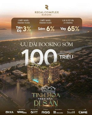 tặng ngay 100 triệu khi booking căn hộ gần biển, view trực diện sông cổ cò regal complex đà nẵng