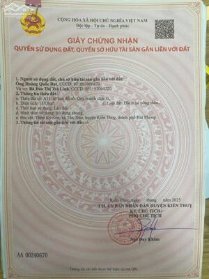 Bán đất Tân Trào - Kiến Thụy - Hải Phòng