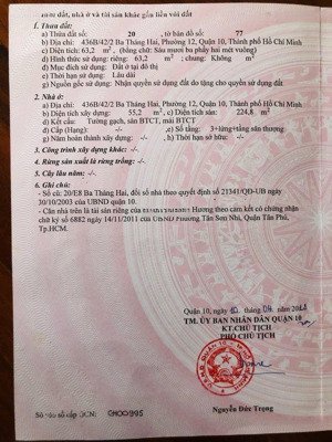 bán nhà căn góc trong cư xá nguyễn trung trực, đường 3/2, p.12, q.10, tphcm