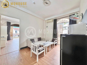 căn hộ 45m2 trung tâm nguyễn cửu vân 1pn 1pk, 2 ban công, full nội thất, máy giặt + bồn tắm