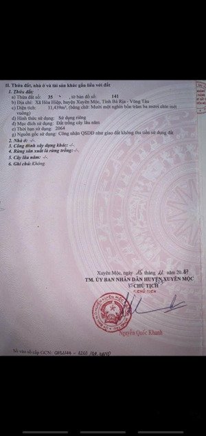 chính chủ bán gấp 12.000m đất tại hòa hiệp xuyên mộc, bà rịa vũng tàu, giá 19 tỷ