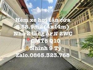 hẻm thông 6m ô tô đậu tận cửa, 58m2 cách mạng tháng 8 - q.10 nhỉnh 9 tỷ