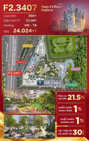 bán cc 3pn, 3wc tại sun feliza suites, phạm hùng, cầu giấy, giá siêu hời 24 tỷ