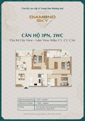 căn hộ 3pn diamond sky view hồ đại nhật & sông sài gòn tại vạn phúc city