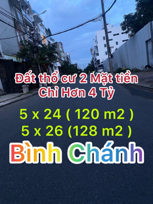 bán đất tại bông văn dĩa, tân kiên, bình chánh, 4,8 tỷ, 128m2 giá siêu hời với 2 mặt tiền
