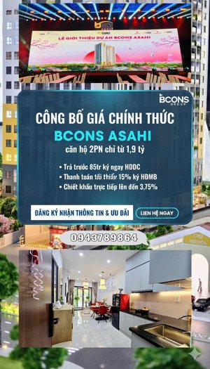 nhận ngay 1c vàng khi cọc mua căn hộ bcons asahi với chiết khấu 3,75% giỏ hàng sẵn từ cđt