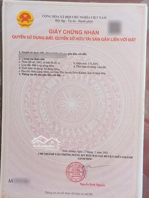 171m2 full thổ cư chỉ 650 triệu diên tân - diên khánh - khánh hòa