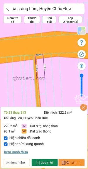 bán đất tại bình giã, đường mỹ xuân ngãi giao, láng lớn, châu đức, bà rịa vũng tàu, 2,95 tỷ, 322 m2