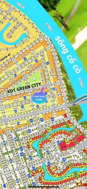 bán lô đất 3 mặt tiền kđt green dt 167m2 bước vào bước chân đến sông giá 40tr/m2