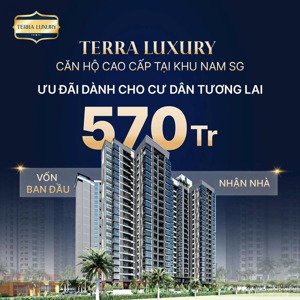 bán căn hộ terra luxury, 570tr 2pn, 2wc, 69m2, bình chánh, hcm, view đẹp, cam kết có sổ hồng riêng