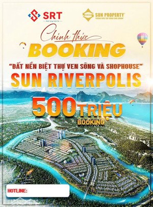 đất nền biệt thự ven sông và shophouse sun riverpolis, nam hoà xuân đầm sen