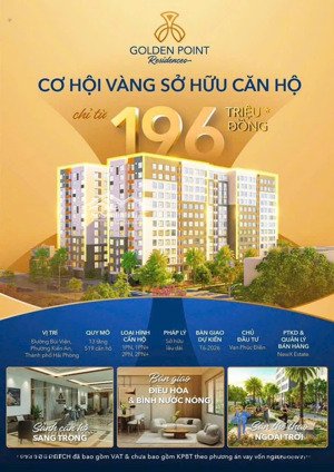 chung cư nhà ở xã hội golden point đồng hòa, giá chỉ từ 19-20 triệu / m2, kiến an, hải phòng