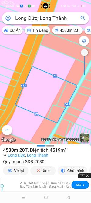 BÁN GẤP ĐẤT 4530m, LONG ĐỨC, LONG THÀNH - VỊ TRÍ VÀNG KẾ SÂN BAY, cạnh Gamesky Đất Xanh