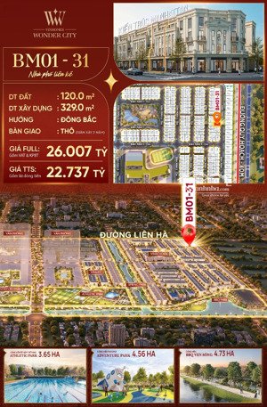 sở hữu liền kề khu đóng vinhomes đan phượng giá chỉ 22,737 tỷ