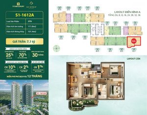 siêu phẩm s1.16.12a - căn hộ 3pn góc, sở hữu vườn mây giới hạn - view ôm trọn biệt thự đảo.