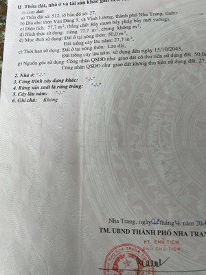 bán nhà riêng tại đường phạm văn đồng, xã vĩnh lương, nha trang, 77,7m2 full thổ cư.