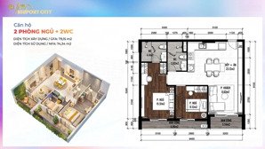 cần bán căn 2pn, fiato airport city, 79m2, tầng tiện ích hồ bơi, giá 2,8 tỷ đã bao gồm vat