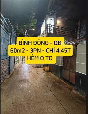 căn gốc. ngang 6m - 3pn. bình đông q8. ô tô ngủ trong nhà