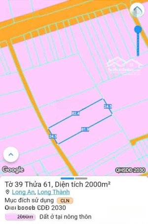 2000m2 cn - 24,5m x 81m ont lên thổ cư, mặt trước sân bay long thành, giá đầu tư
