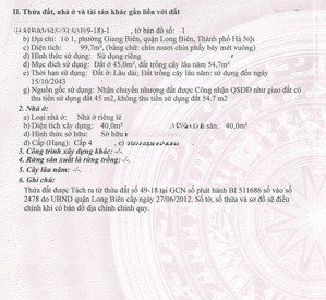 chính chủ bán đất long biên 99,7m², gần cầu đuống, tiềm năng sinh lời cao, giá chỉ 8 tỷ