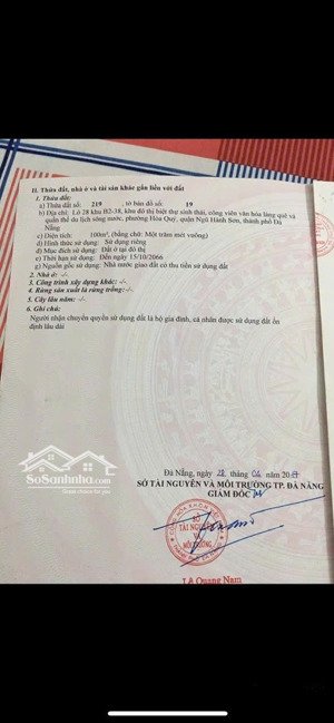 bán đất nền 100m2, 5,5 tỷ tại hói kiểng 8, hòa quý, ngũ hành sơn, đà nẵng
