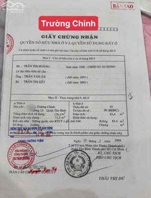 Bán nhà 2 mặt tiền hẻm 1/ Trường Chinh P13 Tân Bình