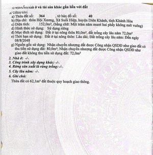 bán đất suối hiệp diên khánh giá rẻ đầu tư 152 mét chỉ 920 triệu