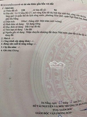 chính chủ bán nhanh lô đất đẹp 100m2 , đường 7m5 gần võ chí công - hoà quý giá tốt nhất thị trường