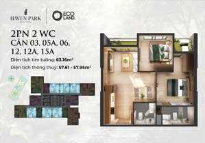 ecopark - chuyển nhượng căn 2pn2vs 58m2 4.x tỷ full nội thất
