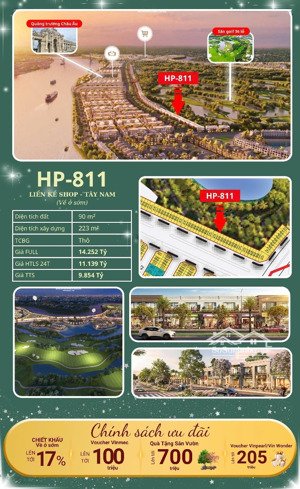 bán căn shop 3 tầng, 90m2. mặt đường lớn 41m. view sông sân golf