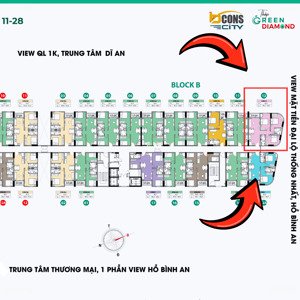 green diamond - suất nội bộ căn b-12 đẹp nhất tầng trung 78m2 4tỷ3 full vat bcons city hot