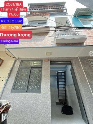 cách mặt tiền phạm thế hiển 10 căn nhà. p6.q8. 2lầu.2tỷ780