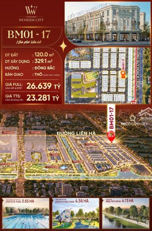 23 tỷ sở hữu ngay căn liền kề 120m2 (giãn xây) tại vinhomes đan phượng