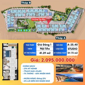 bán căn hộ the gió (giá gốc cđt) - thanh toán trước chỉ 300tr - tặng full nội thất & điện máy