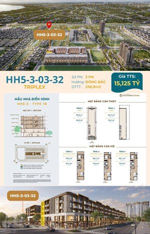 masteri sky quarter- siêu pham triplex đáng nhất- đan phượng| 254,4- 3tầng- 3pn-15,xtỷ| view vip