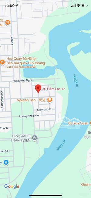 bán đất mặt tiền đường liêm lạc 19 hòa xuân, cẩm lệ, giá 3 tỷ 850 tl