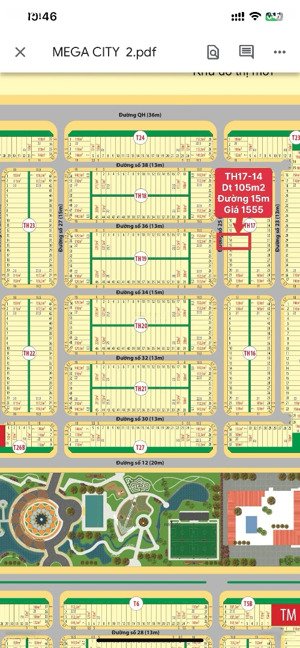 bán lô th17 đường 15m dự án mega city 2 tại phú hội, nhơn trạch, đồng nai
