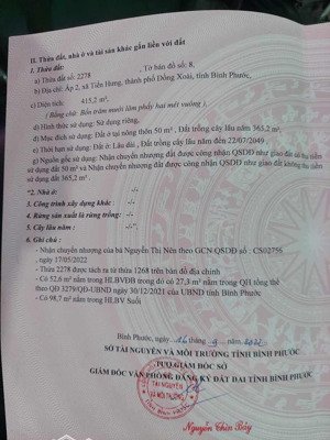 chính chủ bán 415 m2 odt đường trục lớn phường tp đồng xoài, bình phước