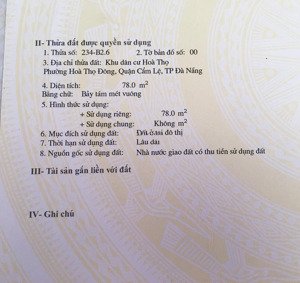 chính chủ gửi bán lô đất đẹp đường cẩm bắc 4, hòa thọ đông, cẩm lệ, đà nẵng (giá 3,59ty, ngang 6m)