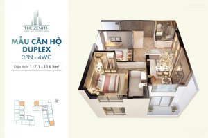 bán căn hộ 2 tầng duplex zenith - aeon mall: 118m2