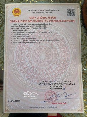 đất kiệt ngô quyền cách đường 20m diện tích : 61m ngang 5m hướng : nam giá : 3tyxx thu